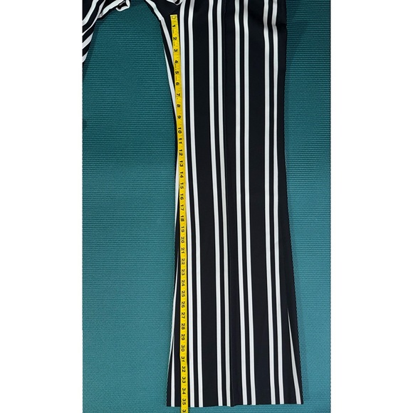 Alice + Olivia Dylan Black Off White Striped Wide Leg Pants - Picture 13 of 15